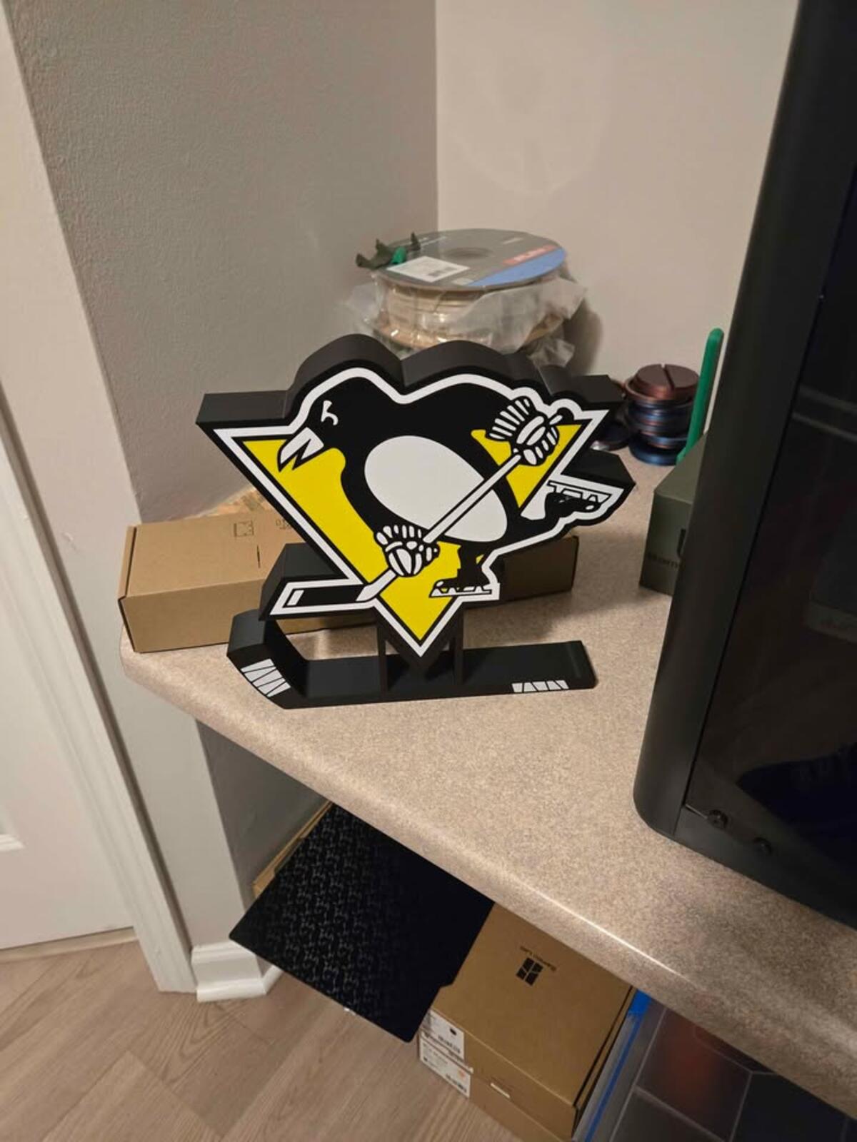 Pittsburgh Penguins Lightbox With Hockey Stick Stand