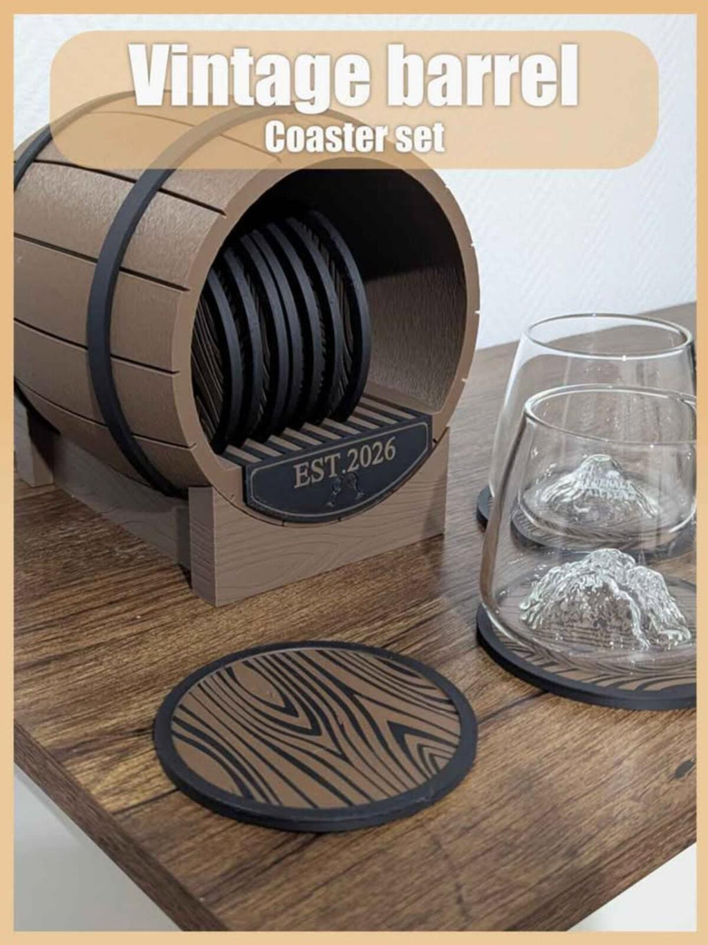 Vintage Barrel Coaster Set (10)