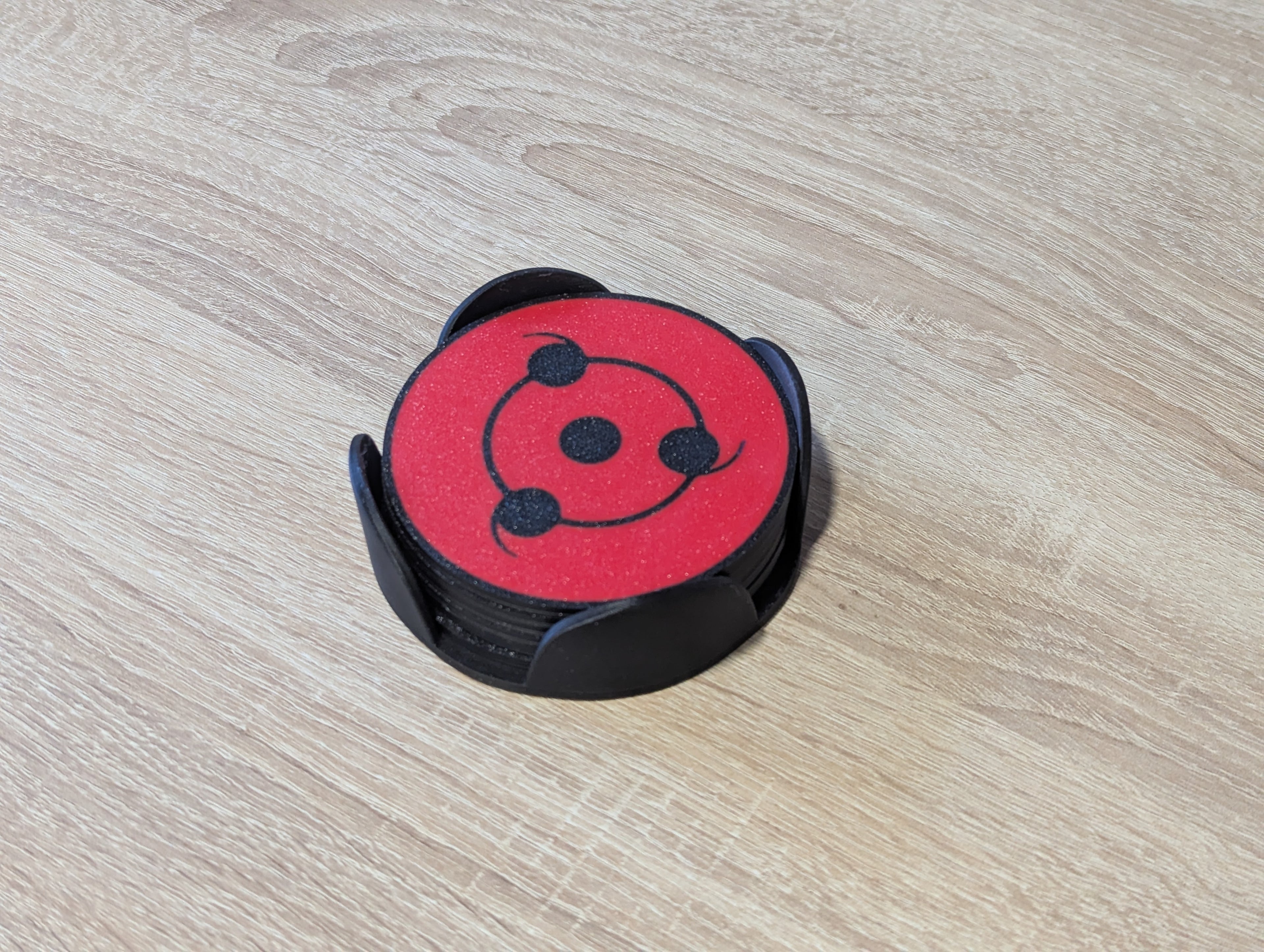 Naruto Sharingan Coaster Set of 6 | Anime Drink Coasters | 3D Printed Manga Inspired Table Decor