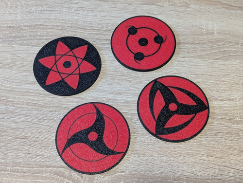 Naruto Sharingan Coaster Set of 6 | Anime Drink Coasters | 3D Printed Manga Inspired Table Decor